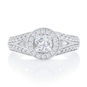 Victoria - Round Brilliant Halo Grainset Engagement Ring