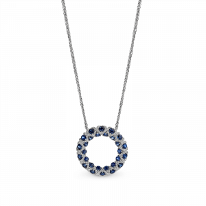 Blue Sapphire & Diamond Pave Circle Pendant ART137
