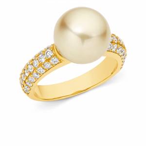 Gold South Sea Pave Diamond Ring FA050
