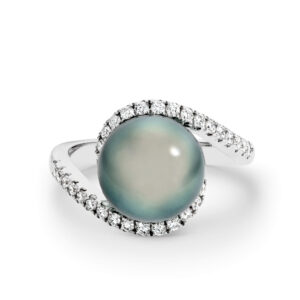 Tahitian Pearl & Diamond Curve Ring FA059