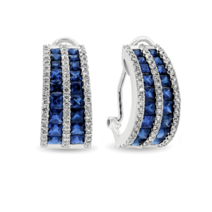 Blue Sapphire & Diamond Earrings EJ086