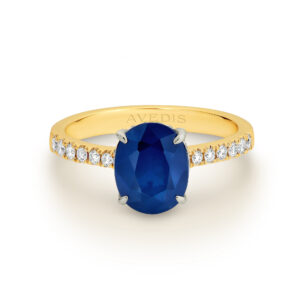Oval Blue Sapphire Diamond Ring KING12