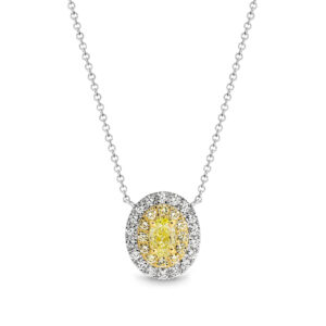 Oval Fancy Yellow Double Halo Necklace