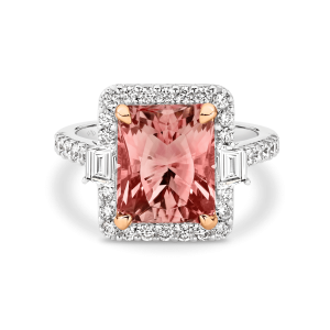 Pink Tourmaline Diamond Halo Ring
