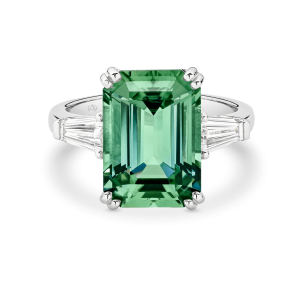 Mint Green Tourmaline & Diamond Trilogy Ring