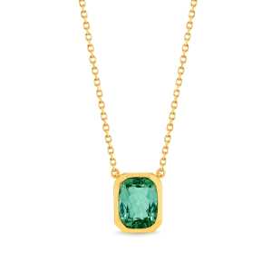 Cushion Cut Green Tourmaline Necklace