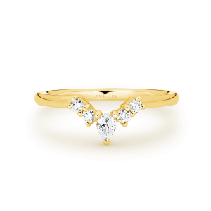 Pear & Round Brilliant Cut Crown Diamond Band