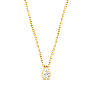 Bezel Set Pear Diamond Necklace