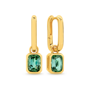 Cushion Cut Green Tourmaline Drop Earrings