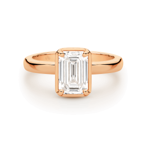 Ariella - Emerald Cut Sculpted Claw Bezel Engagement Ring - Image 5