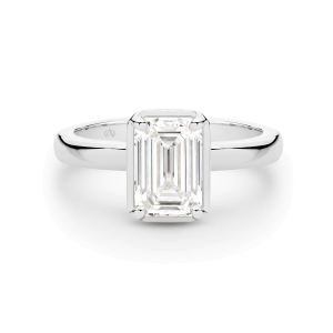 Ariella - Emerald Cut Sculpted Claw Bezel Engagement Ring - Image 3