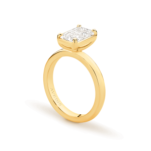 Alternative view of Ariella - Emerald Cut Sculpted Claw Bezel Engagement Ring