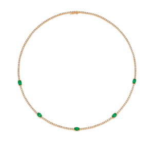 Emerald & Diamond Timeless Tennis Necklace - Image 6