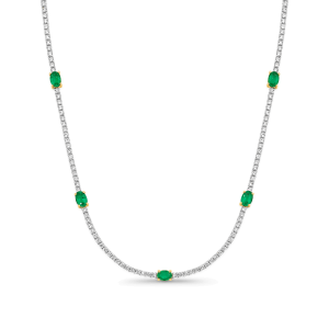 Emerald & Diamond Timeless Tennis Necklace - Image 3