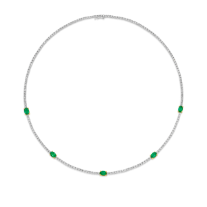 Emerald & Diamond Timeless Tennis Necklace - Image 4