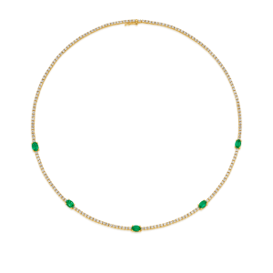 Alternative view of Emerald & Diamond Timeless Tennis Necklace