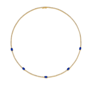 Sapphire & Diamond Timeless Tennis Necklace - Image 4