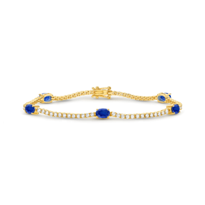 Alternative view of Blue Sapphire & Diamond Timeless Tennis Bracelet